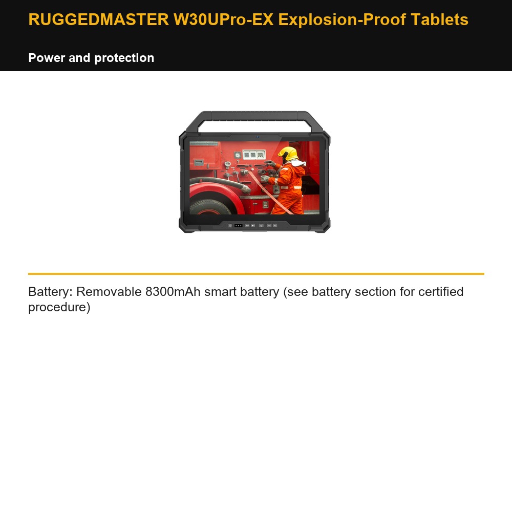 RUGGEDMASTER W30UPro-EX Explosion-Proof Tablets power and protection