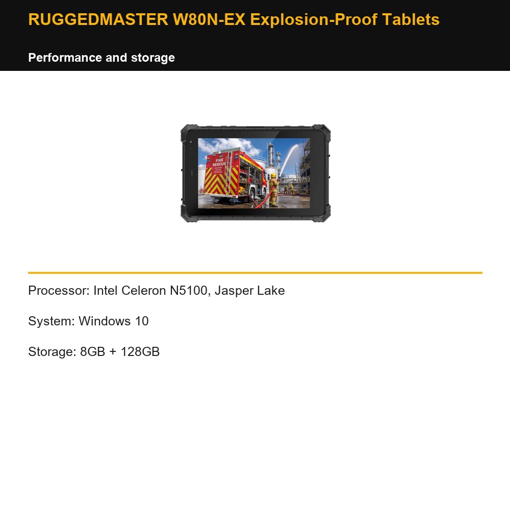 RUGGEDMASTER W80N-EX Explosion-Proof Tablets performance and storage