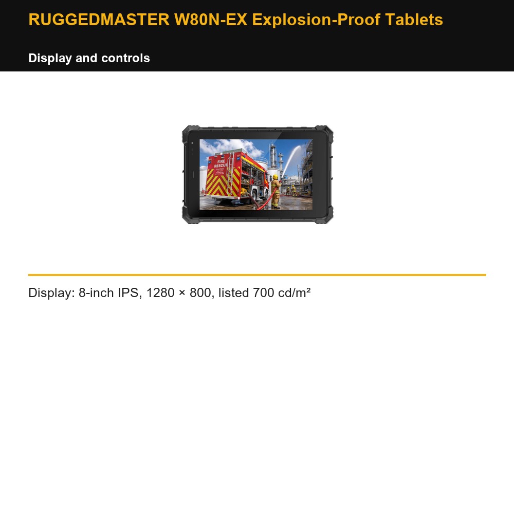RUGGEDMASTER W80N-EX Explosion-Proof Tablets display and controls