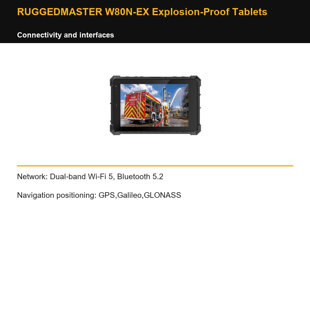 RUGGEDMASTER W80N-EX Explosion-Proof Tablets connectivity and interfaces