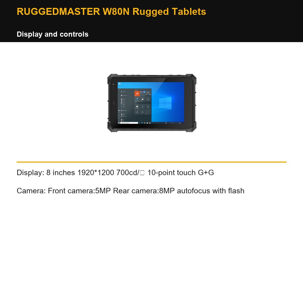 RUGGEDMASTER W80N Rugged Tablets display and controls