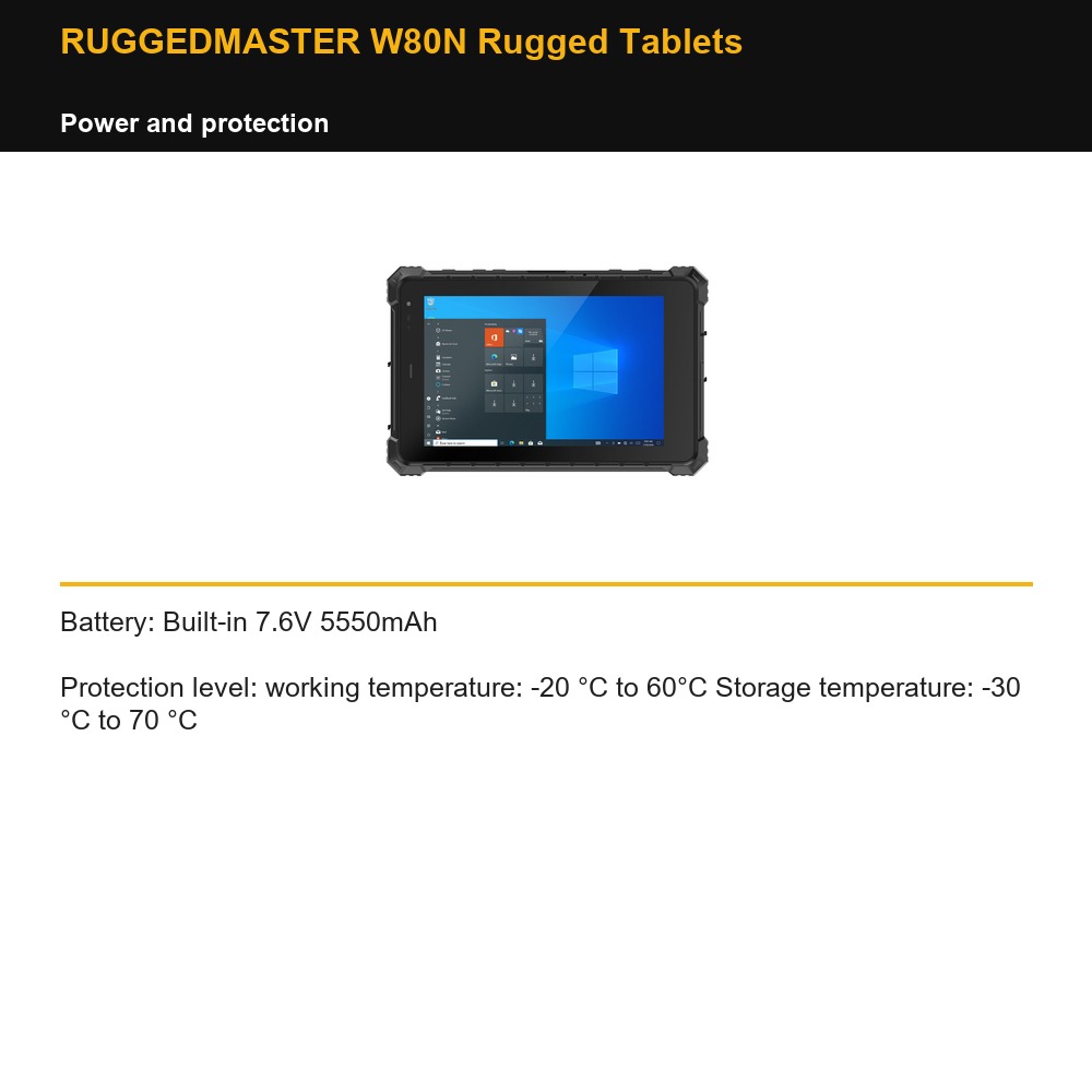 RUGGEDMASTER W80N Rugged Tablets power and protection