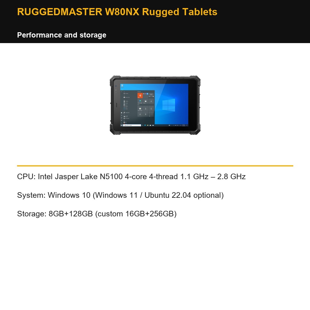 RUGGEDMASTER W80NX Rugged Tablets performance and storage