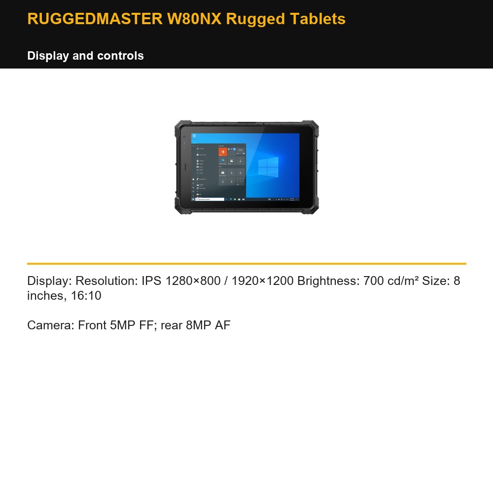 RUGGEDMASTER W80NX Rugged Tablets display and controls