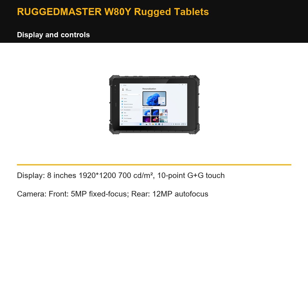 RUGGEDMASTER W80Y Rugged Tablets display and controls