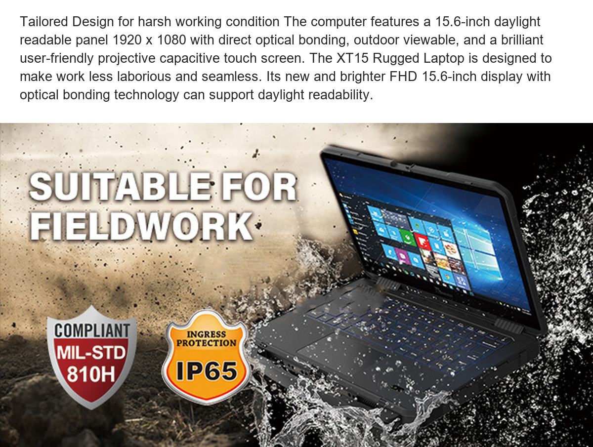 RUGGEDMASTER XT15 rugged laptops feature illustration