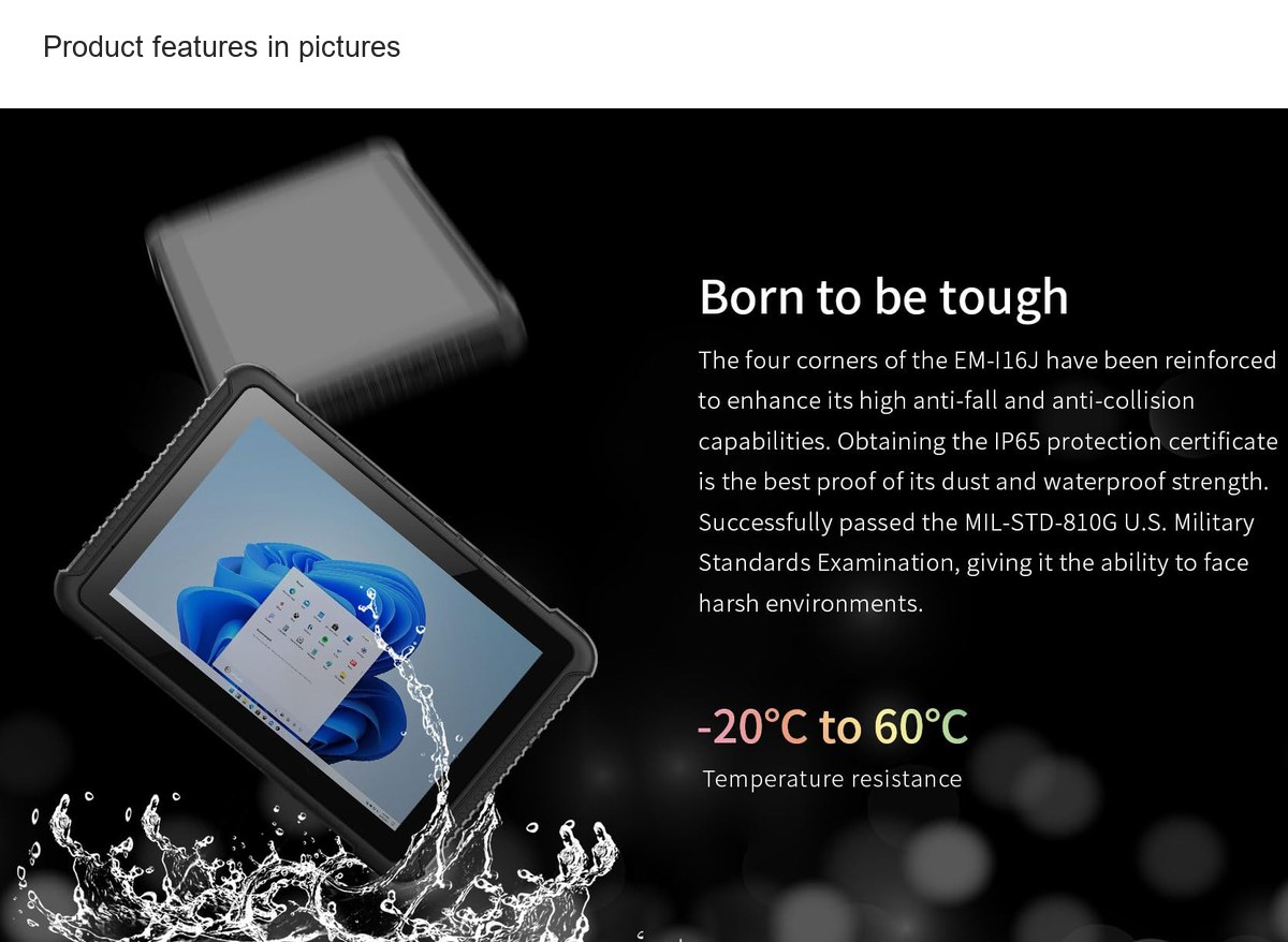 RUGLINE RT-I16J rugged tablets feature illustration